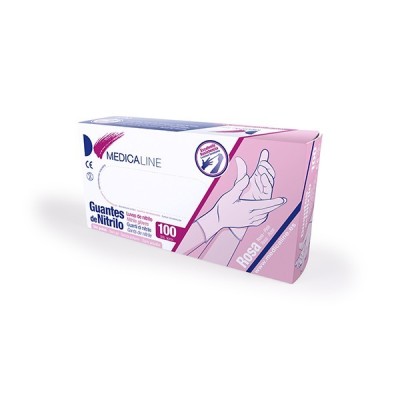 Luvas de Nitrilo Rosa S (100u) Medicaline